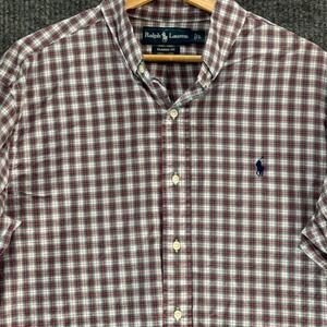Ralph Lauren Mens L‎ Classic Fit Plaid Button Down Long Sleeve Shirt Preppy